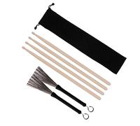 Lovermusic Set di 1 paio di spazzole metalliche e 2 paia di bacchette in legno