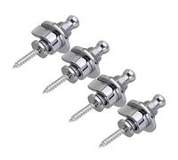 Lovermusic - Set di 4 cinghie cromate in lega di zinco con chiusura a bottone per tracolla per chitarra, con chiusura a vite facile da rimuovere