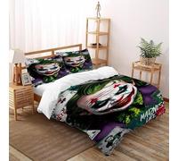 LOVEROGD Carte Joker Set Copripiumino 3 Pezzi Con Stampa 3D Gothic Theme Copripiumino Con 2 Federe Con Federe in Microfibra Ultra Morbida Double（200x200cm）