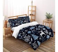 LOVEROGD Deer Natale Tree Set Di Biancheria Da Letto 3 Pezzi Con Stampa 3D Temi animali Fauna selvatica Copripiumino Con 2 Federe Con Federe in Microfibra Ultra Morbida Super King（260x220cm）