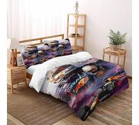 LOVEROGD Driver；formula auto Set Copripiumino 3 Pezzi Con Stampa 3D Racing OutdoorPeople Incluso Copripiumino Con 2 Federe Con Federe in Microfibra Ultra Morbida Super King（260x220cm）