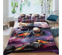 LOVEROGD Driver；formula auto Set Di Biancheria Da Letto 3 Pezzi Con Stampa 3D Racing OutdoorPeople Copripiumino Con 2 Federe in Microfibra Morbida E Leggera King（220x240cm）
