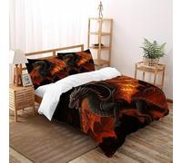 LOVEROGD Flaming Wings Black Set Di Biancheria Da Letto Per 3 Pezzi Con Stampa 3D Temi animali Fauna selvatica Copripiumino Con 2 Federe Con Federe in Microfibra Ultra Morbida Super King（260x220cm）