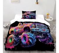LOVEROGD Monster truck_1 Set Copripiumino 2 Pezzi Con Stampa 3D Sports Theme Incluso Copripiumino Con 1 Federe Con Federe in Microfibra Ultra Morbida Single（135x200cm）