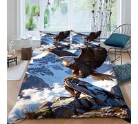 LOVEROGD Montagna aquila Set Copripiumino 3 Pezzi Con Stampa 3D Temi animali Fauna selvatica Copripiumino Con 2 Federe Con Federe in Microfibra Ultra Morbida King（220x240cm）
