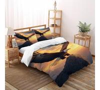 LOVEROGD Montagna aquila Set Di Biancheria Da Letto 3 Pezzi Con Stampa 3D Temi animali Fauna selvatica Copripiumino Con 2 Federe Con Federe in Microfibra Ultra Morbida Double（200x200cm）