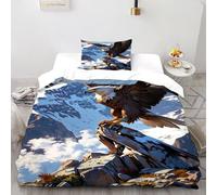 LOVEROGD Montagna aquila Set Di Biancheria Da Letto Per 2 Pezzi Con Stampa 3D Temi animali Fauna selvatica Copripiumino Con 1 Federe Con Federe in Microfibra Ultra Morbida Single（135x200cm）