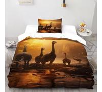 LOVEROGD Tramonto dei Dinosauri Set Copripiumino 2 Pezzi Con Stampa 3D Aesthetic PrehistoricAnimals Copripiumino Con 1 Federe Con Federe in Microfibra Ultra Morbida Single（135x200cm）