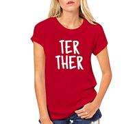 Lovers Short Women Day T Sleeve Men and Print Valentine's Tops O Couples Shirts Neck Camicetta da donna, Colore: rosso, M