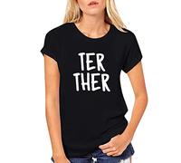 Lovers Short Women Day T Sleeve Men and Print Valentine's Tops O Couples Shirts Neck Camicetta da donna, Nero , XL