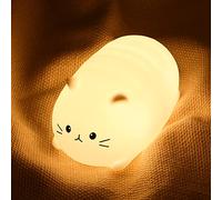 LOVERUIS Gatti Luce Notturna Bambini, 7 Colore Cambiante LED Portatile Touch Baby Lamp, USB Ricaricabile Silicone Animale Luce Notturna per Bambini Kindergarten Bambina Del Bambino Decorazione