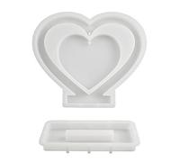Loves - Stampi in silicone per cornici fotografiche con base, adatti per resina epossidica, creazione di gioielli, decorazioni per la casa, stampo a forma di cuore con staffa di base