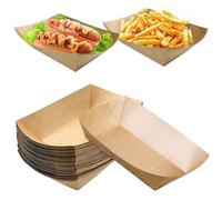 Lovesmile Barchette Finger Food, 50 Pezzi Vassoi Carta per Buffet, Cartone per Alimenti, Biodegradabile, Kraft Adatto per Patatine Fritte Snack Macarons