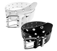 Lovesmile Cintura con Borchie, 2 Pezzi, Unisex, Regolabile, Doppia Fila di Fori, Fibbia in Metallo Solida, Adatta a Tutti i Tipi di Outfit