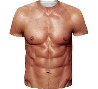 Loveternal ABS T-Shirt Uomo Divertenti Unisex Muscoli Addominali Tee Shirt 3D Stampato Magliette Uomo Divertenti Manica Corta Camicia 3XL