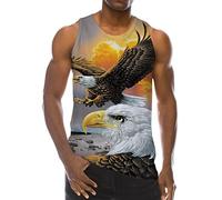 Loveternal Mens Wings Eagle Canotta 3D Stampa Estate Grafica Senza Maniche T Shirt XXL