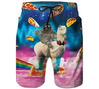 Loveternal Pantaloncini Uomo Fumo Galaxy Alpaca Quick Dry Sportivi 3D Stampa Costumi Uomo Colorati Estate Bradipo Hawaiano Costume Uomo Mare con Tasche XXL