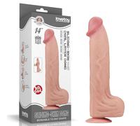 LoveToy King Sized Sliding Skin Dual Layer Dong 14" Flesh