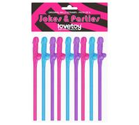 Cannucce divertenti a forma di pene realistico (rosa-blu-viola)