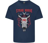 Lovetshirts Steak House BBQ T-Shirt Uomo in Cotone Maniche Corte Girocollo