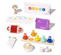 Lovevery - Set musicale, multicolore, M, 6 strumenti musicali e libro di ritmi e canzoni