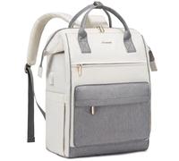 LOVEVOOK Borsa da lavoro per computer portatile da 15,6 pollici, impermeabile, da viaggio, antifurto, moderna, per lavoro, ufficio, università, colore beige, grigio