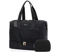 LOVEVOOK Borsa da viaggio da donna Weekender Bags grande borsa sportiva bagaglio a mano borsa per clinica nascita viaggio Duffle Bag con borsa da toilette scomparto per scarpe, B-nero, 52x38 x25CM