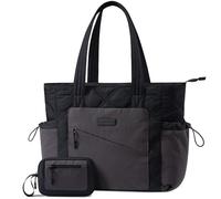 LOVEVOOK Borsa Lavoro Donna, Puffer Tote Bag Lightweight Puffy Donna Grande, Borsa A Mano Per Tracolla Università Shopper, Lavoro Viaggi Ufficio Uni (Grigio Nero, 15,6 pollici)