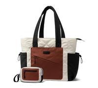 LOVEVOOK Borsa Lavoro Donna, Puffer Tote Bag Lightweight Puffy Donna Grande, Borsa A Mano Per Tracolla Università Shopper, Lavoro Viaggi Ufficio Uni (Nero Bianco Marrone, 15,6 pollici)