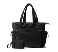 LOVEVOOK Borsa Lavoro Donna, Puffer Tote Bag Lightweight Puffy Donna Grande, Borsa A Mano Per Tracolla Università Shopper, Lavoro Viaggi Ufficio Uni (nero, 15,6 pollici)