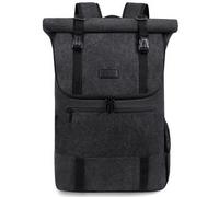 LOVEVOOK Rolltop, zaino da uomo e donna, grande, 17,3 pollici, roll top, impermeabile, zaino per la scuola, per università, lavoro, viaggi, affari, tela nera