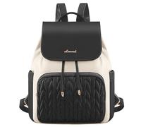 LOVEVOOK Zaino da donna piccolo, impermeabile, borsa 2 in 1, mini borsa da donna, elegante per il tempo libero, la scuola, i viaggi, il lavoro, beige nero, 13 pollici, Casual