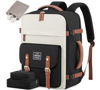 LOVEVOOK Zaino da Viaggio Aereo Bagaglio a Mano, Zaino Porta PC 17 Pollici, Impermeabile Travel Backpack 30L Cabin Max per Easyjet, Zaini Trolley Valigia Borsa a Zainetto per Donna Uomo, Beige Nero