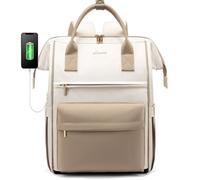 LOVEVOOK Zaino Porta PC Donna, Zaino da Viaggio Lavoro Grande, Impermeabile Zaino Scuola Università, 17 Pollici Computer Laptop Travel Backpack Waterproof, Zaino Ufficio Antifurto Elegante Cachi