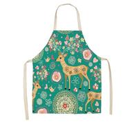 Lovewang Grembiule Barbecue Uomo Fiori Animali Verdi Grembiule Cucina Uomo Donna Lavabile a Macchina Lino Resistente alle Macchie Grembiuli da Cucina Lavori in Giardino (68x55 cm)