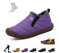 LOVEWLVNCL Men Women Waterproof Warm Plush Lined Outdoor Snow Ankle Boots Winter Comfortable Anti-Slip Slip-on Lightweight Winter House Shoes Snow Ankle Booties(Purple,38 EU)