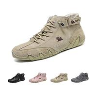 LOVEWLVNCL Stivali Alti in Fatti A Mano Italiani, Scarpe Beck da Donna Impermeabili, Scarpe da Donna Traspiranti Antiscivolo Leggere, Scarpe da Passeggio con Chukka Alte(Cachi,37 EU)