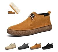 LOVEWLVNCL Stivali da uomo in pelle scamosciata, stile deserto, stile Chukka, antiscivolo, leggeri, alla moda, vintage, comodi, da lavoro(Brown lace-ups,38 EU)