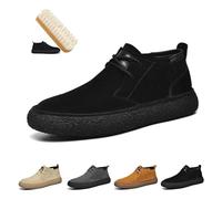 LOVEWLVNCL Stivali da uomo in pelle scamosciata, stile deserto, stile Chukka, antiscivolo, leggeri, alla moda, vintage, comodi, da lavoro(Black lace-ups,40 EU)