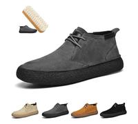 LOVEWLVNCL Stivali da uomo in pelle scamosciata, stile deserto, stile Chukka, antiscivolo, leggeri, alla moda, vintage, comodi, da lavoro(Grey lace-ups,48 EU)