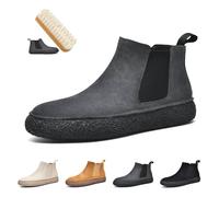 LOVEWLVNCL Stivali da uomo in pelle scamosciata, stile deserto, stile Chukka, antiscivolo, leggeri, alla moda, vintage, comodi, da lavoro(Grey slip-ons,40 EU)