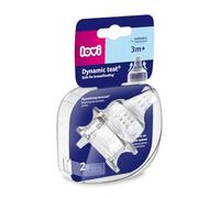 LOVI 2x Ciuccio dinamico per l'alimentazione tre flussi | per bambini 3 mesi + | Punta dinamica morbida | sistema anticolico | Protegge il riflesso di aspirazione