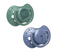 LOVI Ciuccio 0-3 Mesi, Succhietti Bimba con Tettarella in Silicone, Suggerimento dinamico, Collezione Hey Boy, 2 pezzi, Verde