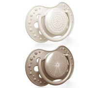 LOVI Ciuccio 3-6 Mesi, Succhietti Bimba con Tettarella in Silicone, Suggerimento dinamico, Collezione Harmony, 2 pezzi, Beige