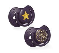 LOVI Ciuccio 3-6 Mesi, Succhietti Bimba con Tettarella in Silicone, Suggerimento dinamico, Collezione Stardust, 2 pezzi, Viola