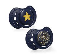 LOVI Ciuccio 3-6 Mesi, Succhietti Bimba con Tettarella in Silicone, Suggerimento dinamico, Collezione Stardust, 2 pezzi, Blu