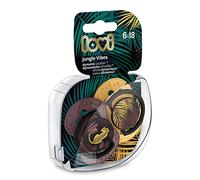 LOVI Ciuccio 6-18 Mesi, Succhietti Bimba con Tettarella in Silicone, Suggerimento dinamico, Collezione Jungle Vibes Girl, 2 pezzi, Marrone castagno