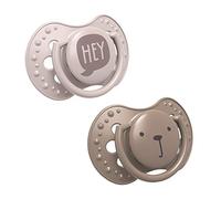 LOVI Ciuccio 6-18 Mesi, Succhietti Bimba con Tettarella in Silicone, Suggerimento dinamico, Collezione Hey Girl, 2 pezzi, Marrone