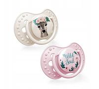 LOVI Ciuccio 0-3 Mesi, Succhietti Bimba con Tettarella in Silicone, Suggerimento dinamico, Collezione Wild Soul Girl, 2 pezzi, Rosa
