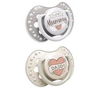 LOVI Ciuccio 3-6 Mesi, Succhietti Bimba con Tettarella in Silicone, Suggerimento dinamico, Collezione I love, 2 pezzi, Grigio
